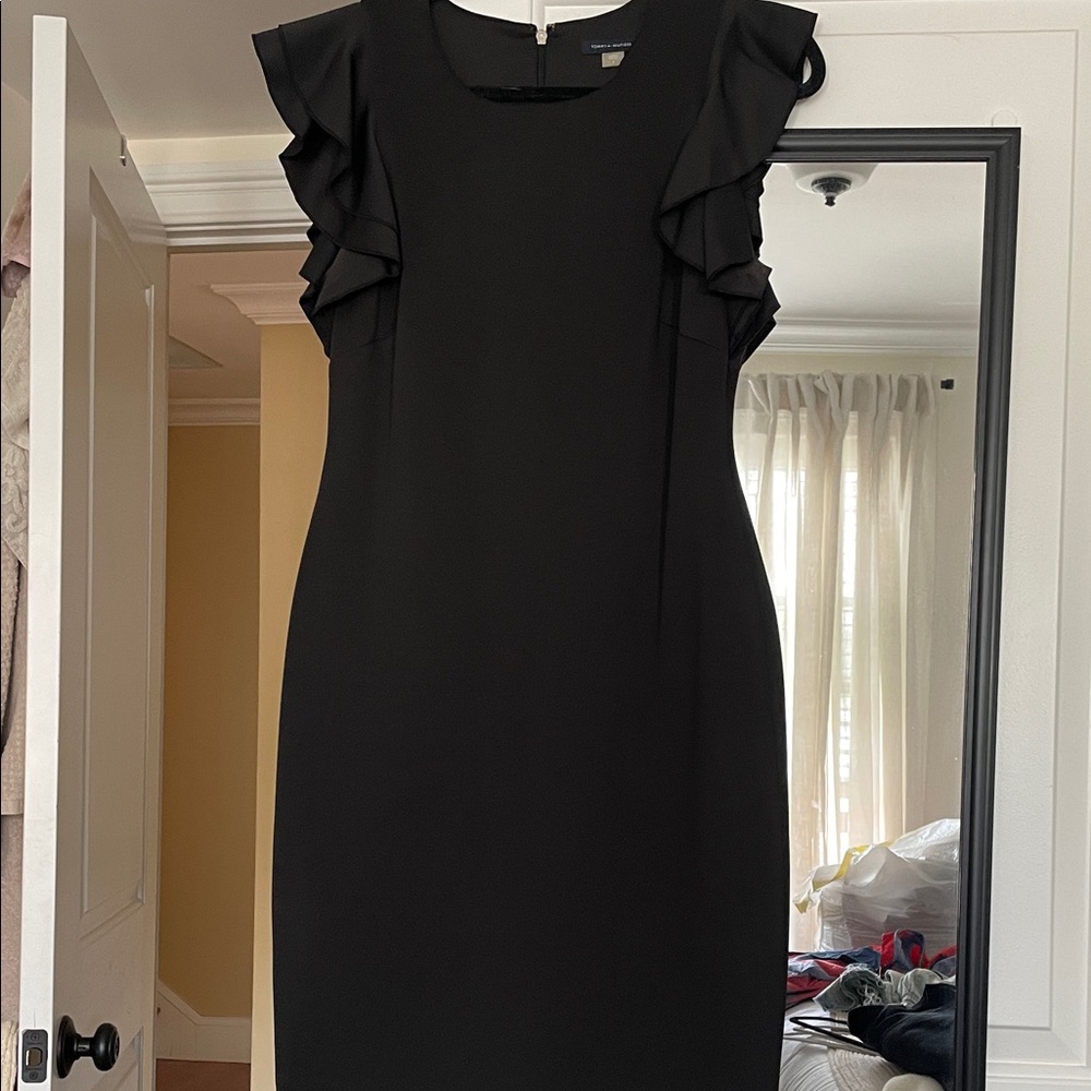 Tommy Hilfiger Black Mini Dress with Ruffle Sleeves